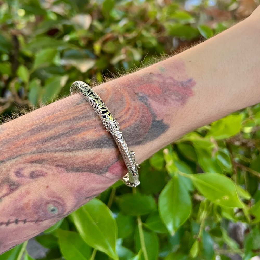 SARDA Sterling Silver 🩶 Filigree Bangle Bracelet - Picture 5 of 17